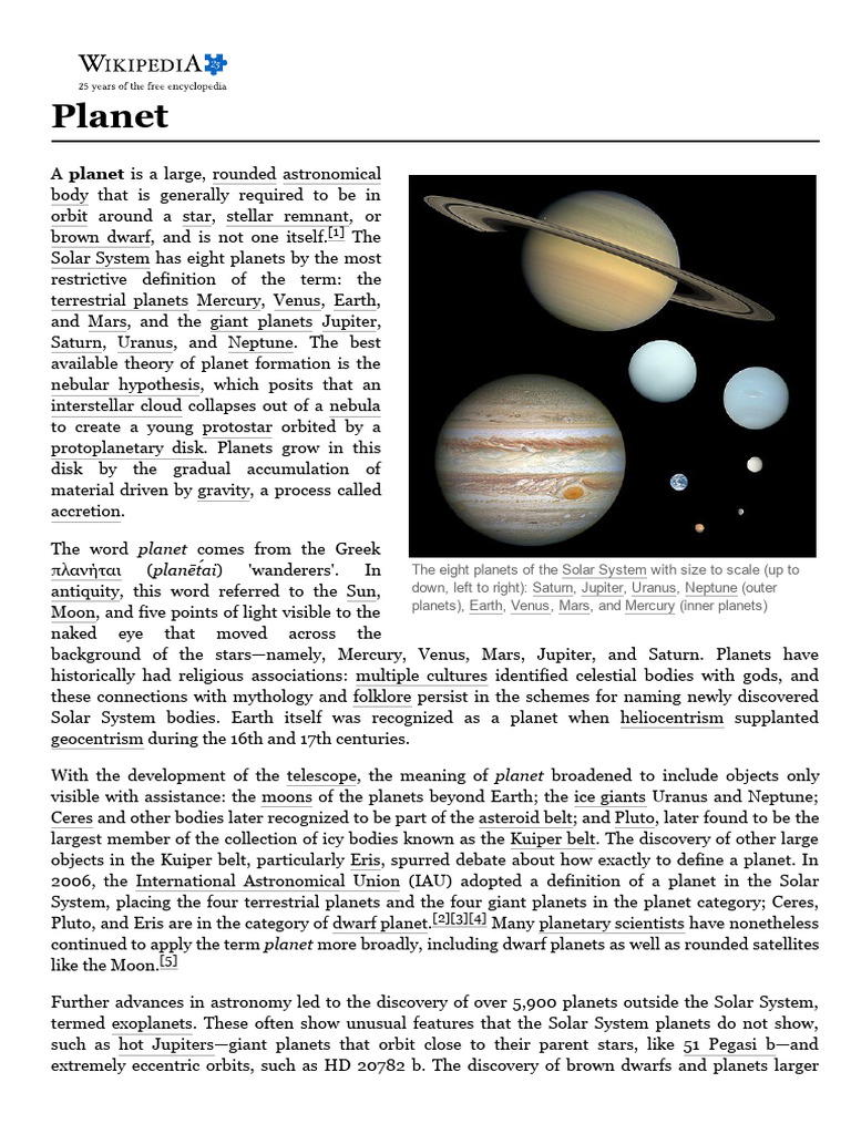 En.wikipedia.orgwikiPlanet | PDF | Planets | Natural Satellite
