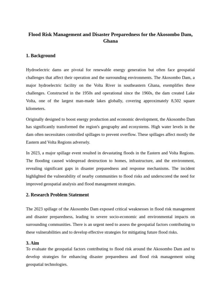 Proposal Flood Risk Management and Disaster Preparedness For The ...