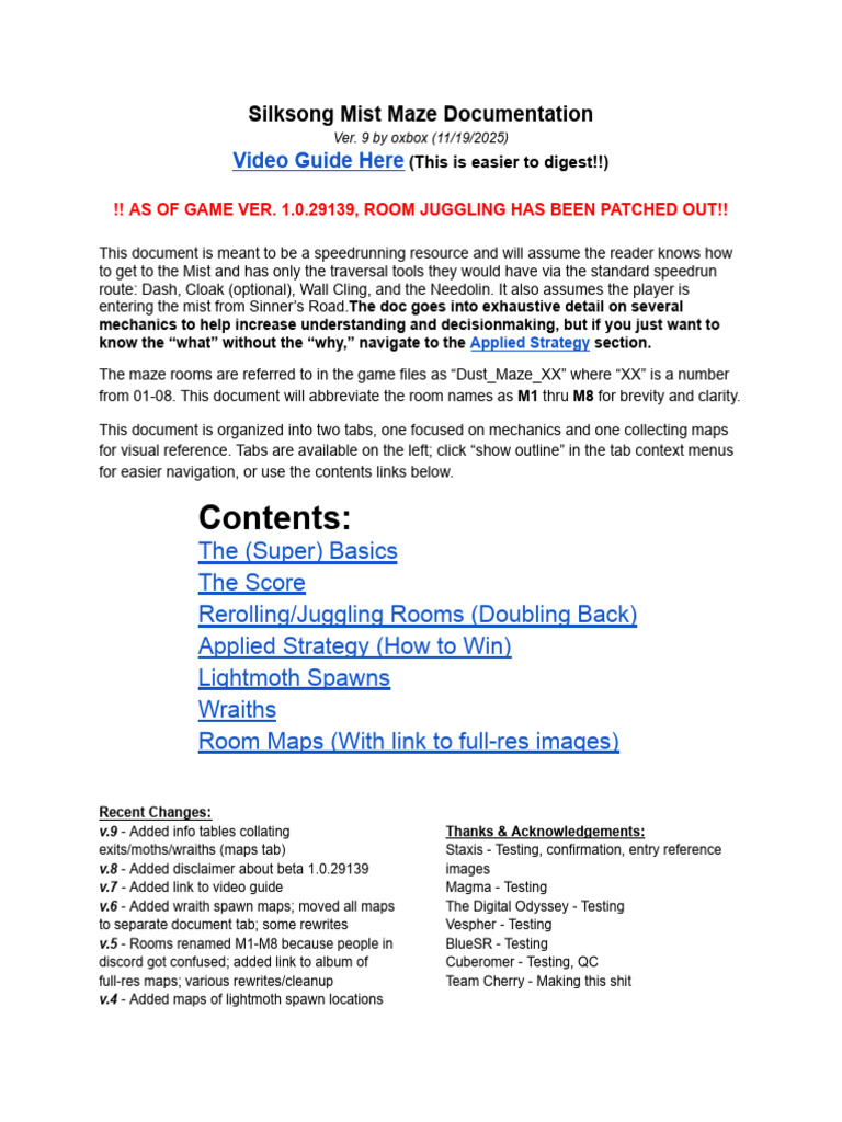 Silksong Mist Maze Documentation | PDF