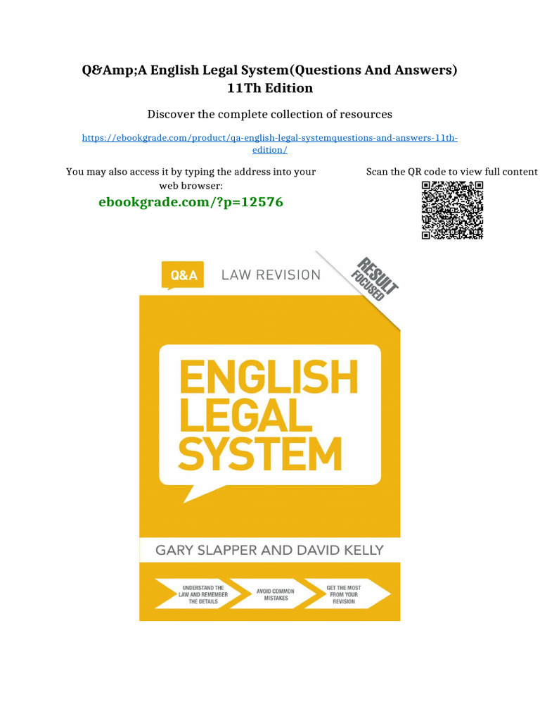 Q&A English Legal System(Questions and Answers) 11th Edition digital ...