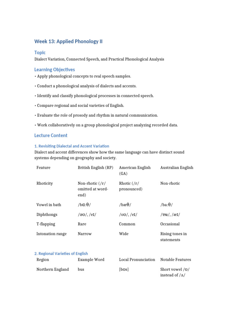 Week 13 Applied Phonology II | PDF | English Language | Stress ...