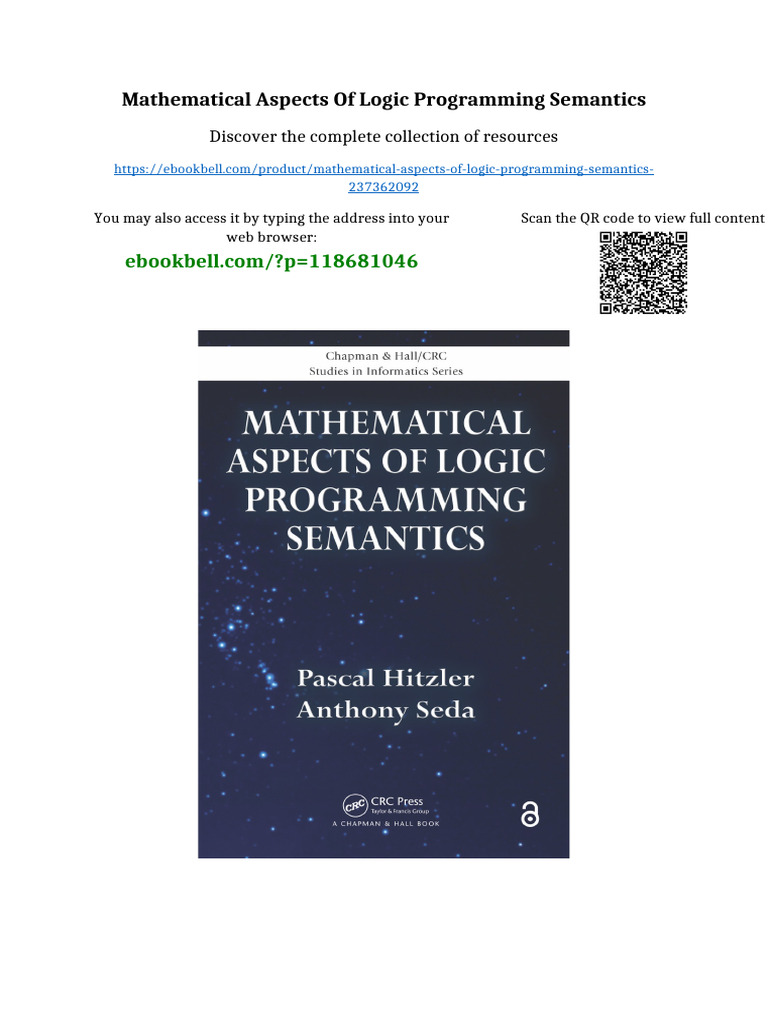 Mathematical Aspects of Logic Programming Semantics Latest PDF 2025 ...