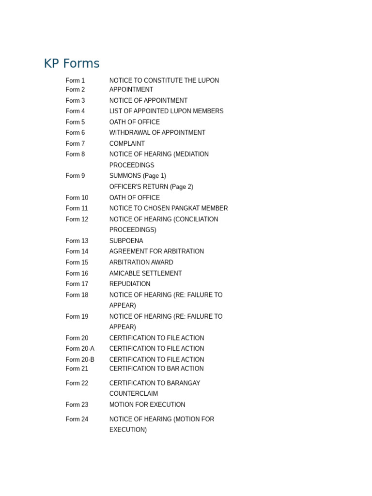 KP Forms | PDF