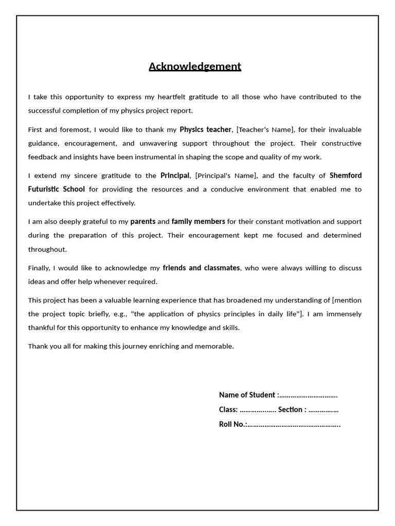 Format of Acknowledgement and Certificate | PDF | Teachers | Gratitude