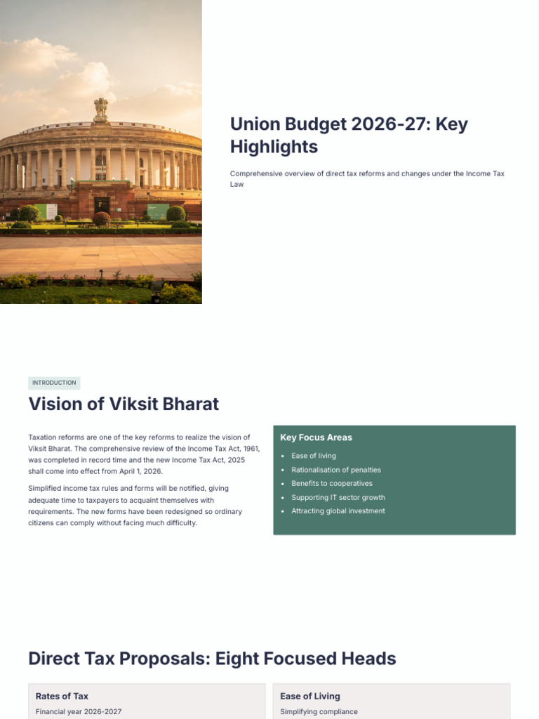 Budget 202627 Highlights Income Tax GST | PDF | Taxes | Income Tax