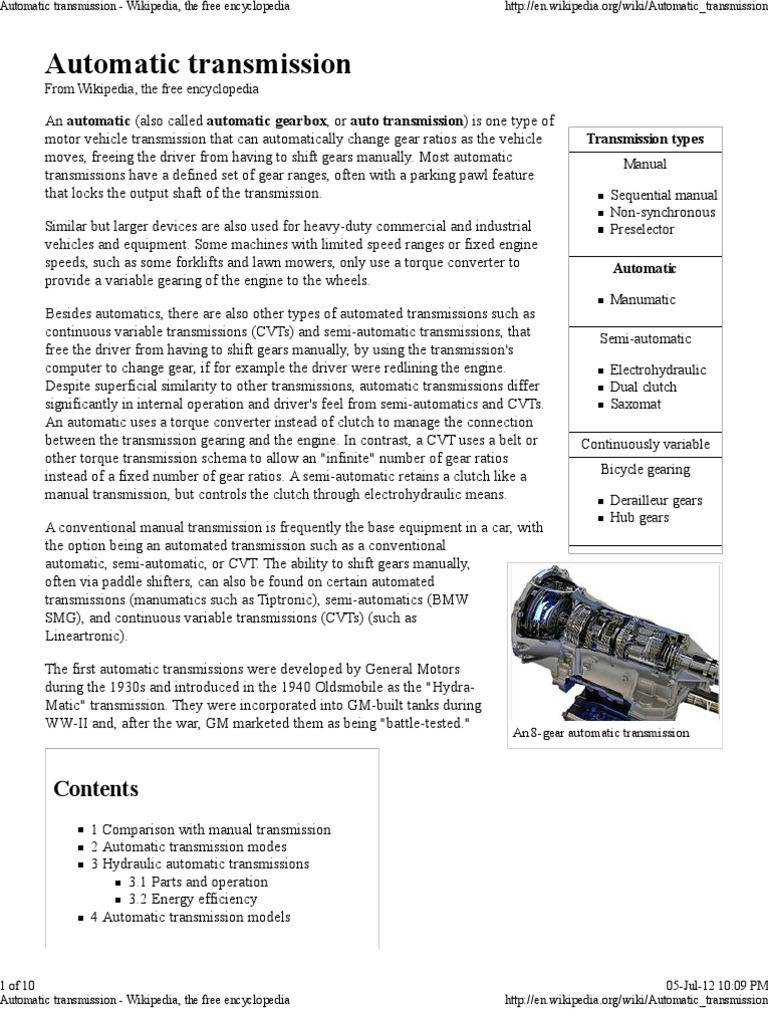 Automatic Transmission Wikipedia, The Free Encyclopedia Automatic