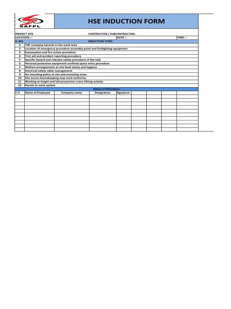 Inducton Sheet KK | PDF