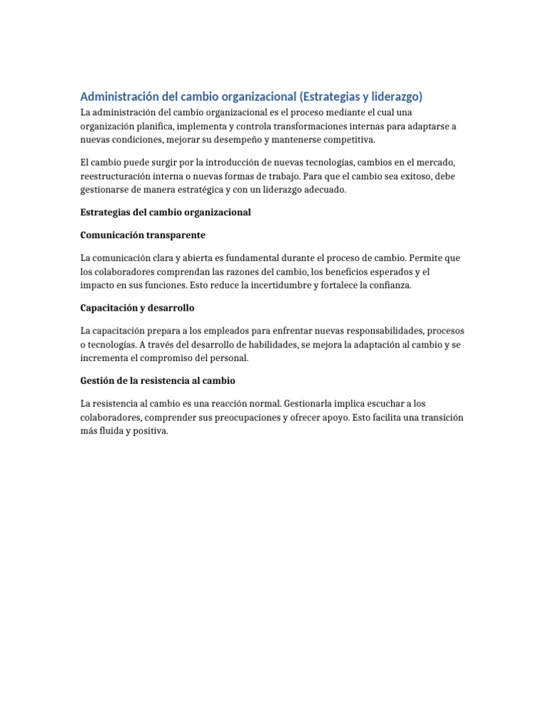 Administracion Del Cambio Organizacional Exposicion | PDF