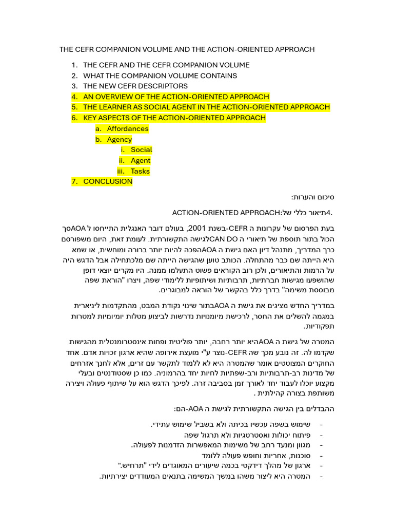 The Cefr Companion Volume and The Action 1 | PDF