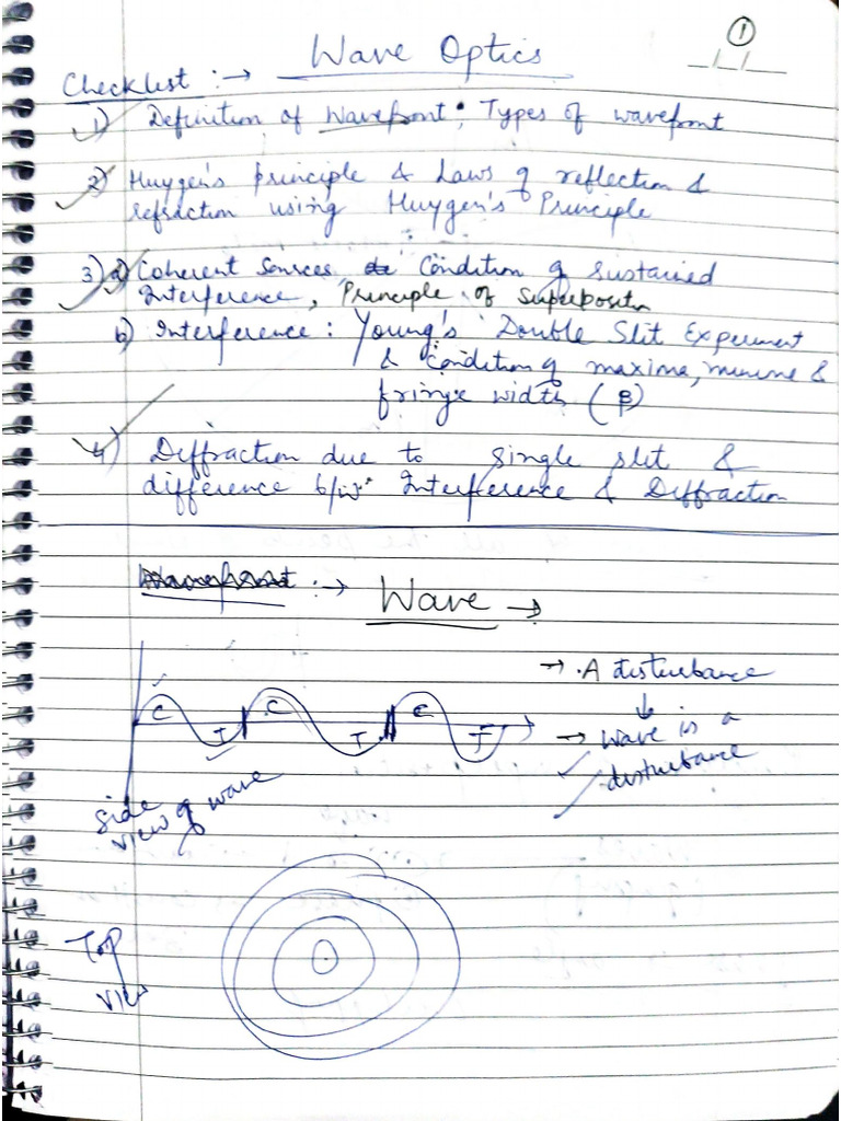 Wave Optics Notes | PDF