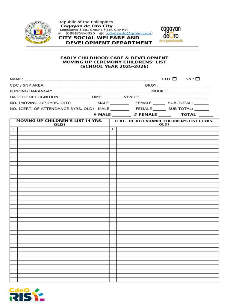 Moving Up of Childrens List 2025 | PDF