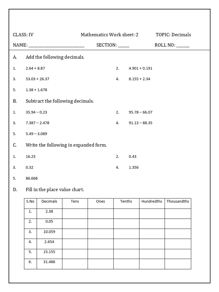 Work Sheet 2 | PDF