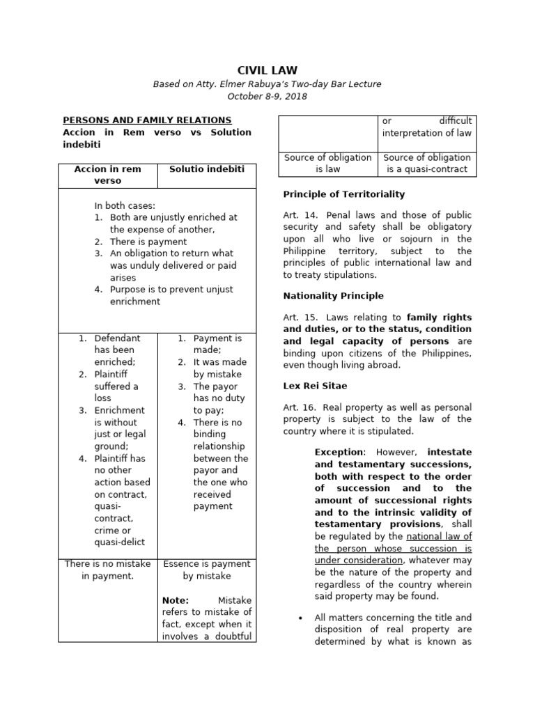 Civil Law Atty. Rabuya Forecast | PDF | Annulment | Marriage
