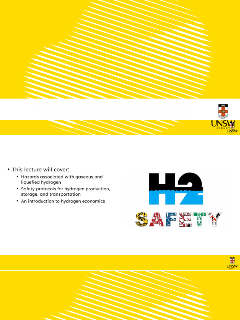 Lecture 3 Hydrogen Safety and Economics | PDF | Hydrogen | Industrial Gases