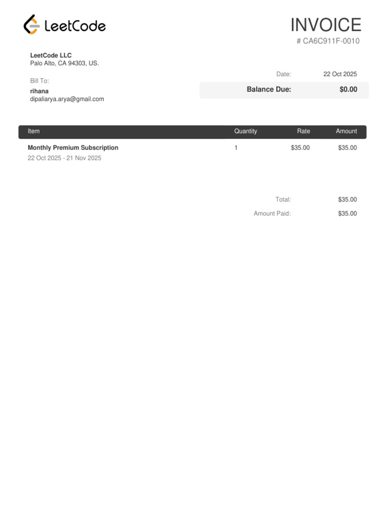 Invoice CA6C911F 0010 | PDF
