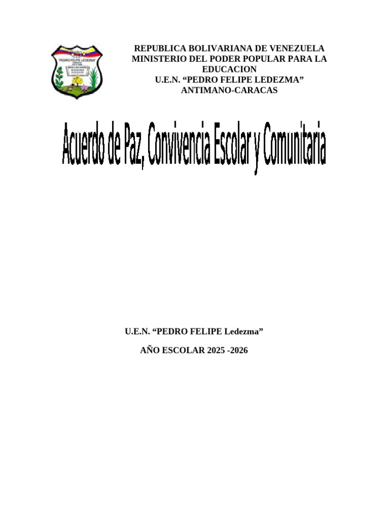 Acuerdo de Paz, Convivencia Escolar y Comunitaria | PDF | Maestros ...