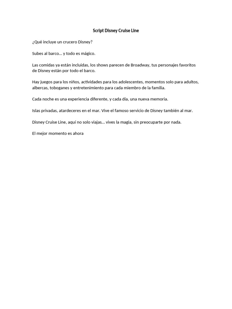 Script Disney Cruise Line | PDF