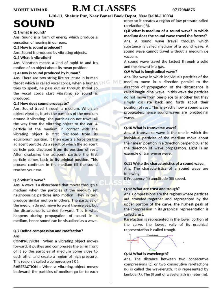 ch 12 sound | PDF | Sound | Waves