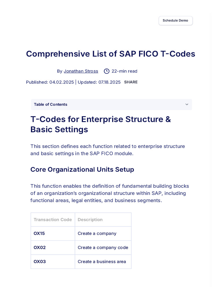 Comprehensive List of SAP FICO T-Codes - Pathlock | PDF | Depreciation ...