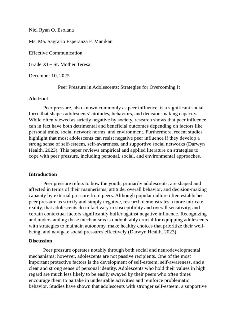 Review Paper | PDF | Adolescence | Self Esteem