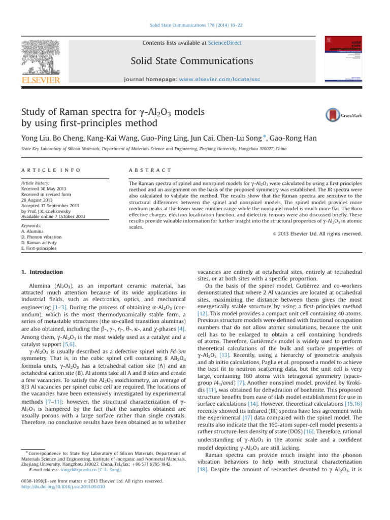 Study of Raman Spectra For Al2O3 Models by Using Firts Principles ...