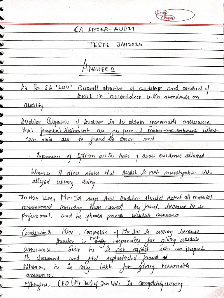 Audit Test 1 | PDF