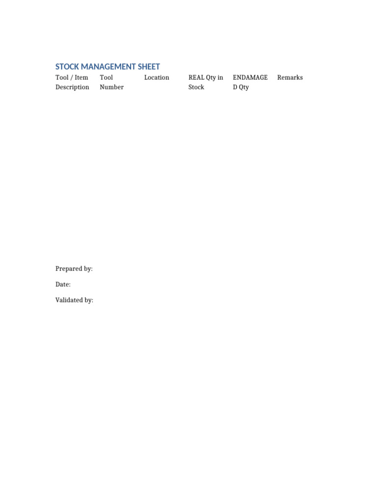 Stock Management Sheet PRO En | PDF