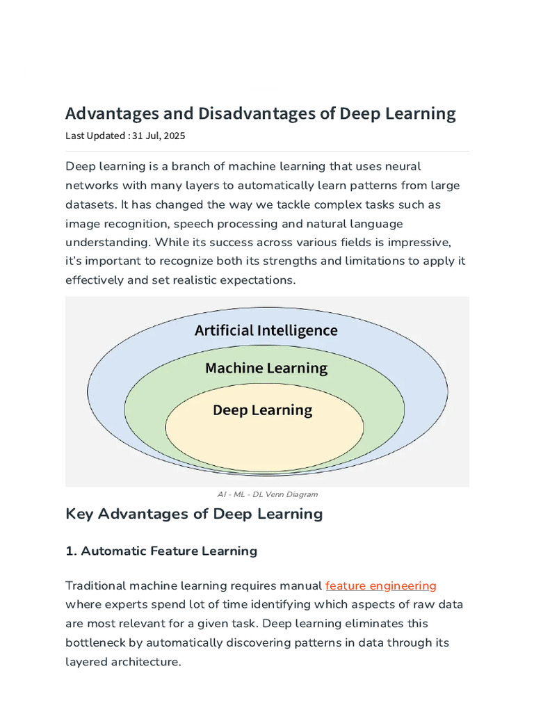 Advantages and Disadvantages of Deep Learning | PDF | Deep Learning ...