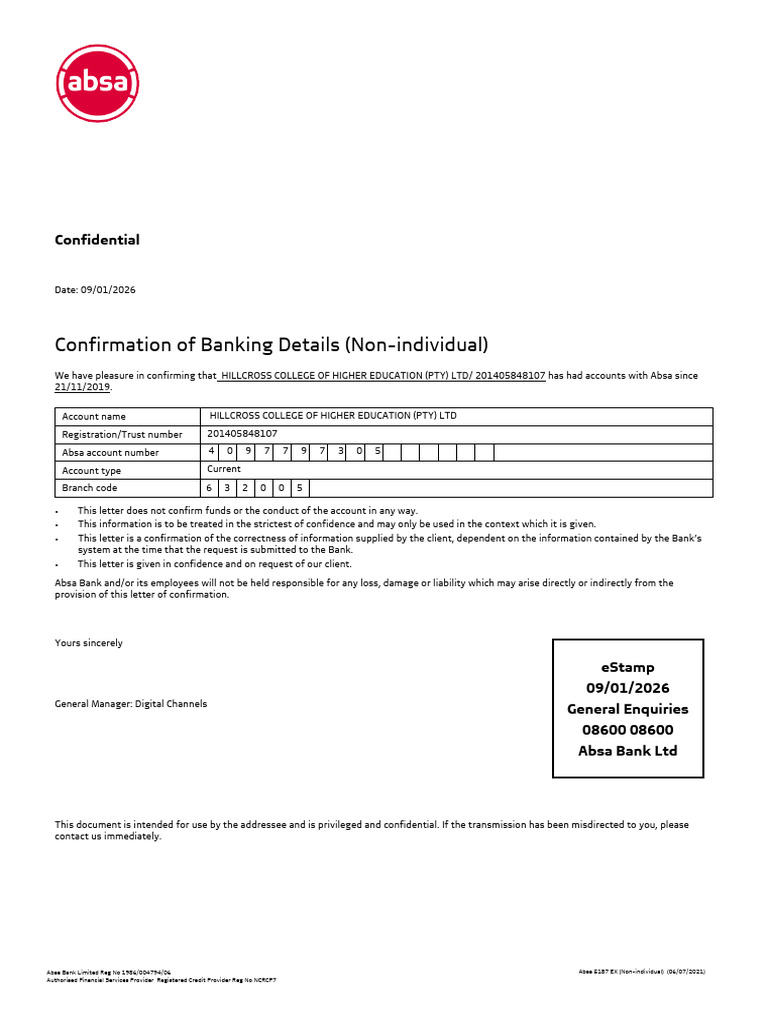 Bank Confirmation Letter | PDF | Justice | Crime & Violence