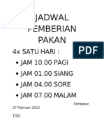 JADWAL PEMBERIAN PAKAN