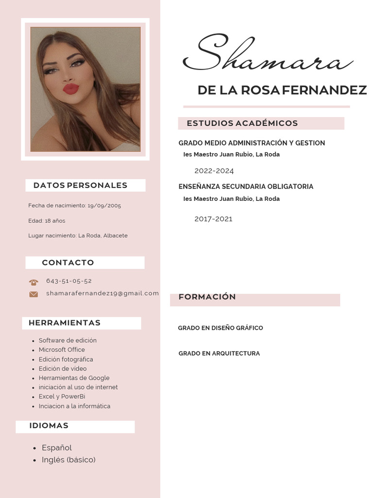 Currículum Vitae CV Diseñadora y Arquitecta Minimalista Rosa - 20240423 ...