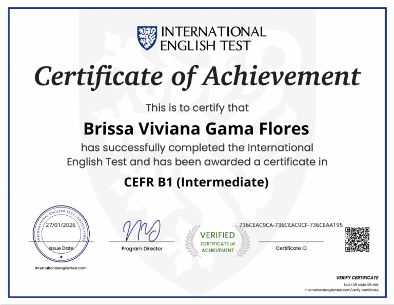 Brissa123 CEFR B1 Intermediate English Certificate International ...