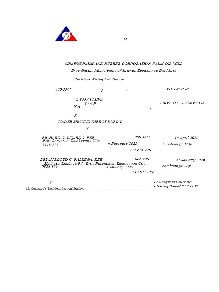Application For Electrical Wiring INstallation | PDF | Electrical ...