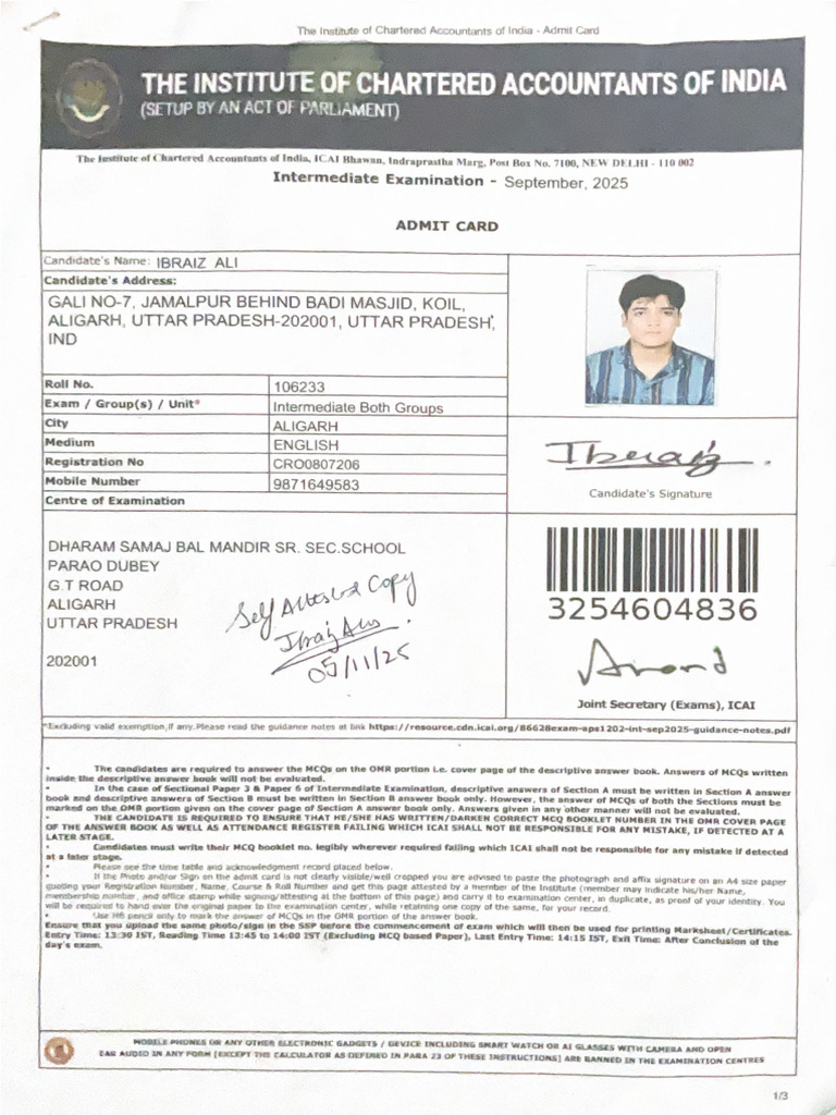 Admit Card | PDF