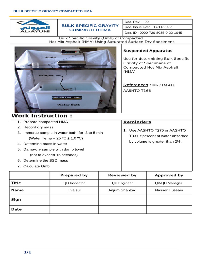 Bulk Specific Gravity (GMB) | PDF