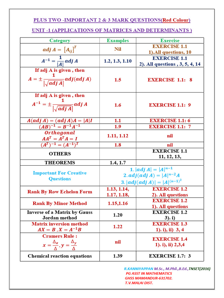 +2 Important 2 & 3 Marks | PDF | Ordinary Differential Equation ...