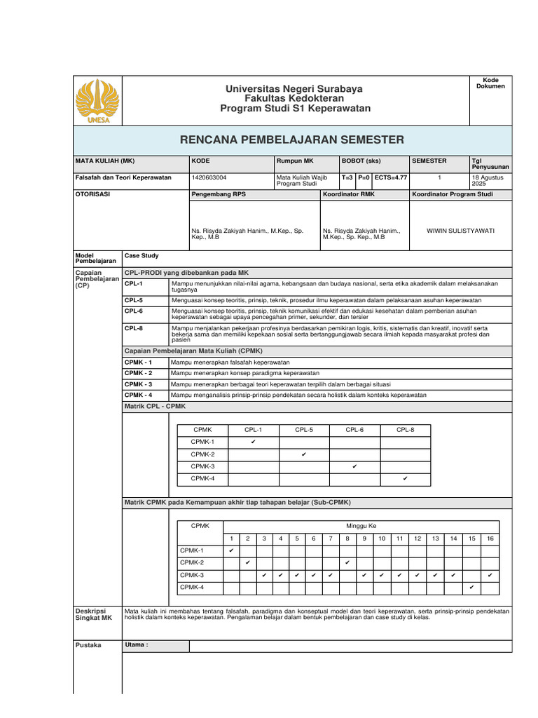 RPS OBE Falsafah Dan Teori Keperawatan | PDF