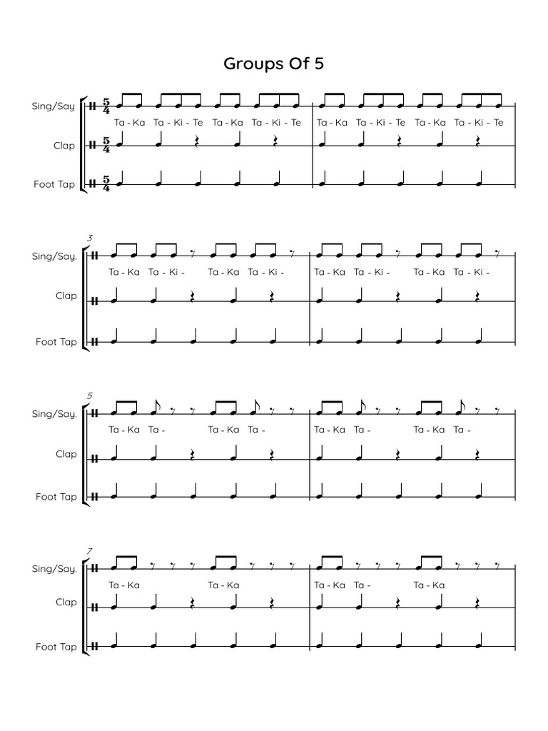 Take Five Rhythm Worksheet | PDF