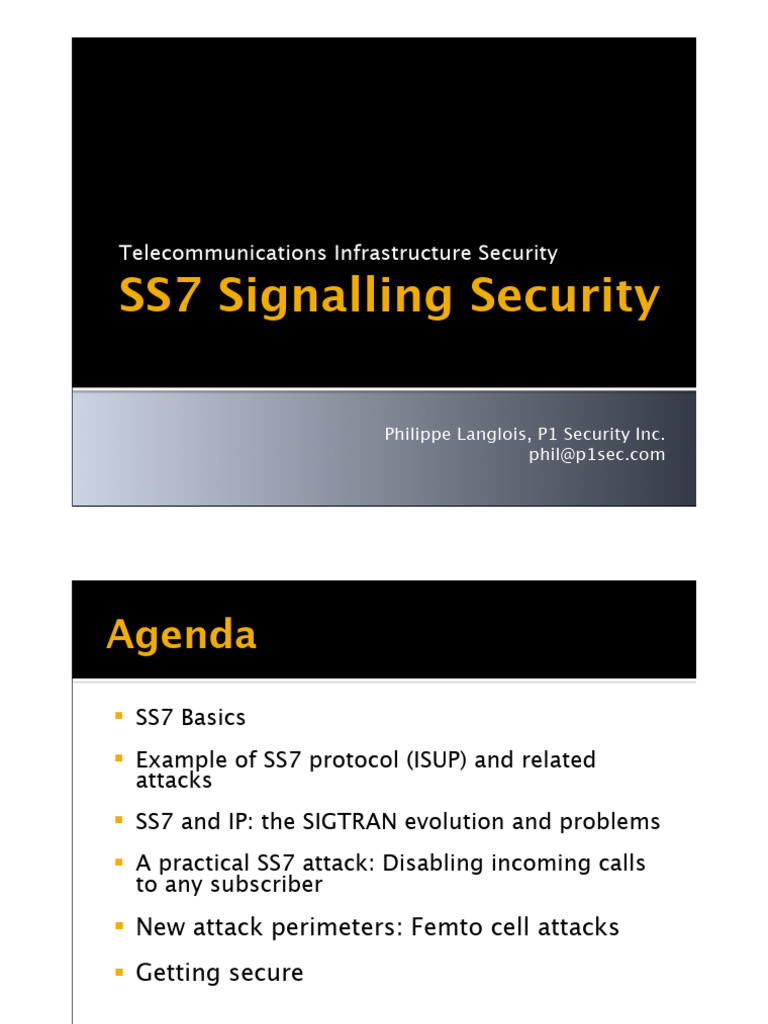 Telecommunications Infrastructure - Security SS7 Signalling Security by ...