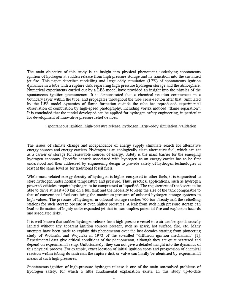 HYDROGEN PAPER_AUTOIGNITION | PDF | Combustion | Shock Wave
