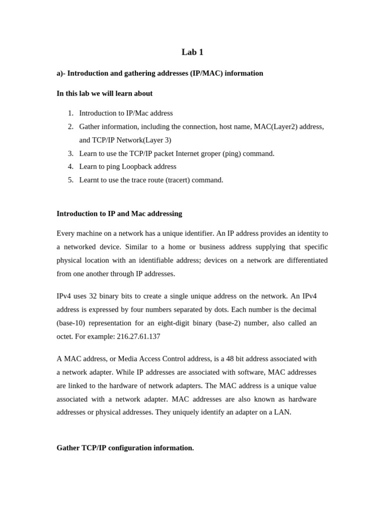 CS610-LAB-1 | PDF | Ip Address | Computer Network