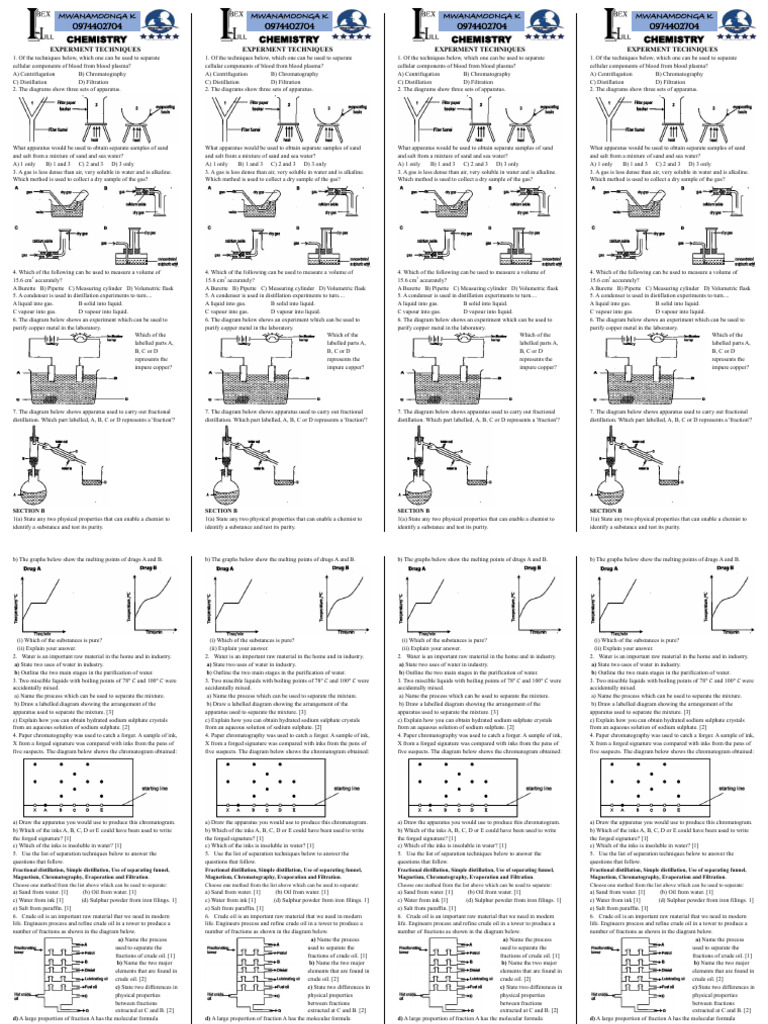 Experiment Techniques (Part 1) | PDF | Distillation | Chemical Substances