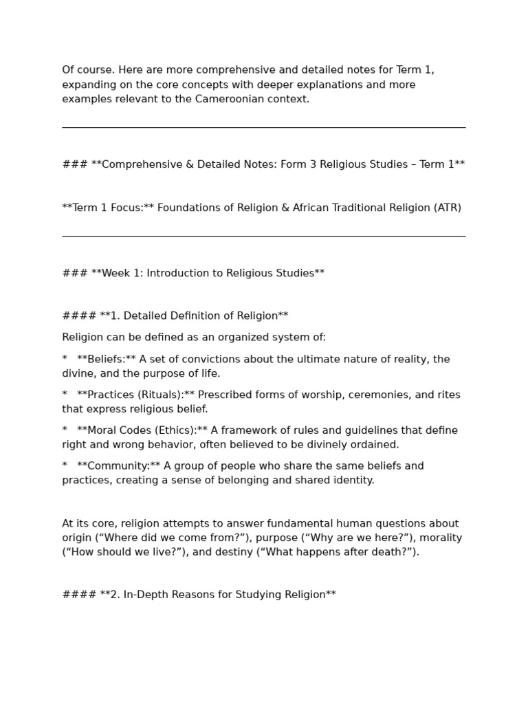 form 3 religion notes | PDF | God | Rituals