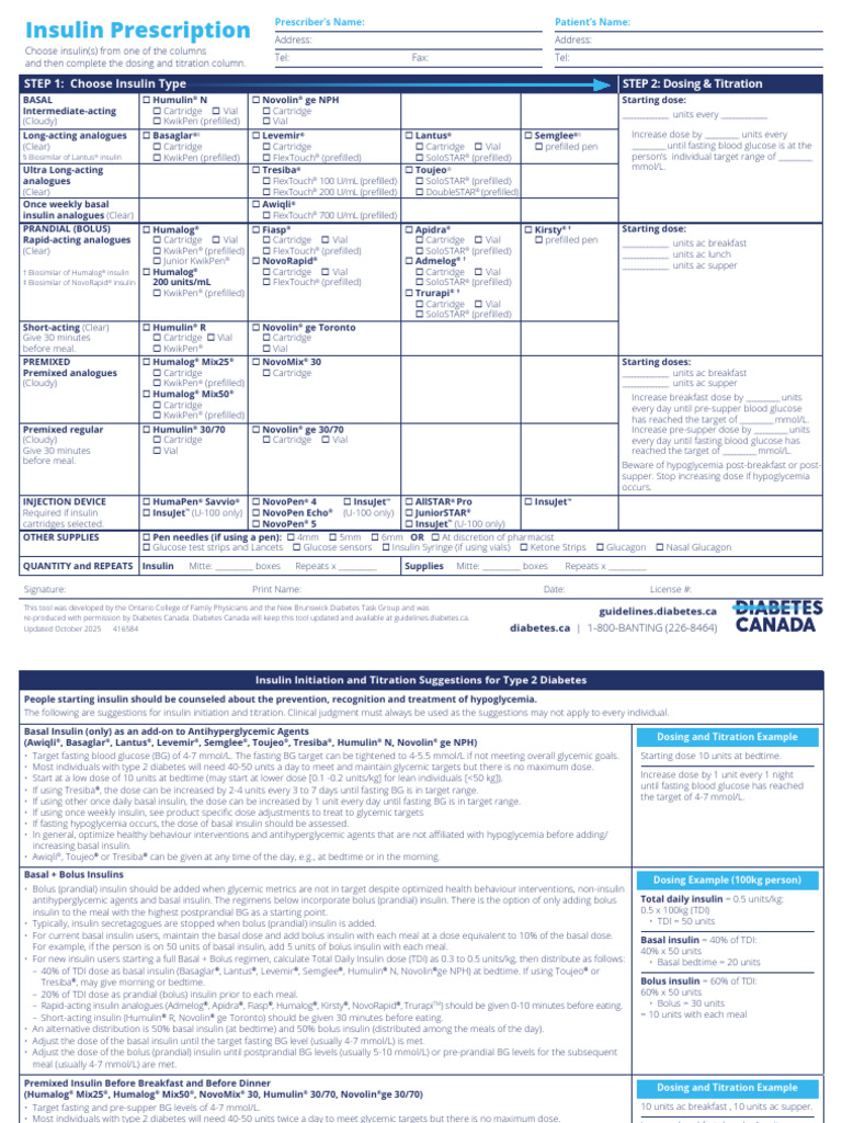 Insulin Prescription 10 24 | PDF | Insulin | Hypoglycemia