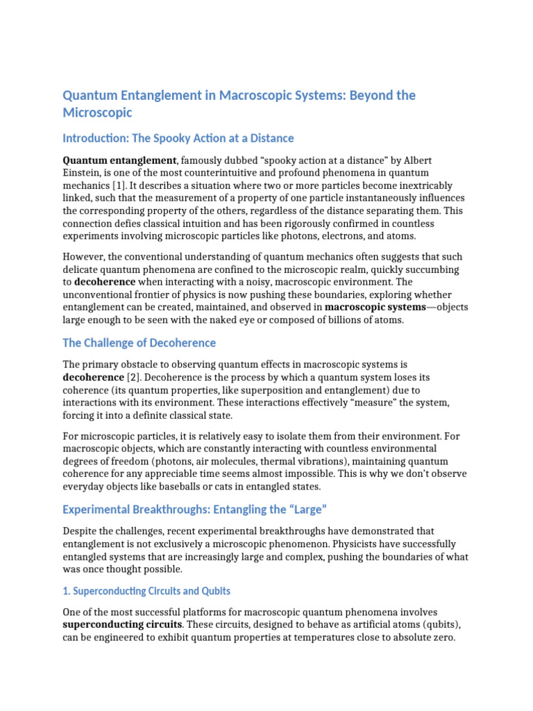 Document 24 Macroscopic Entanglement | PDF | Quantum Entanglement ...