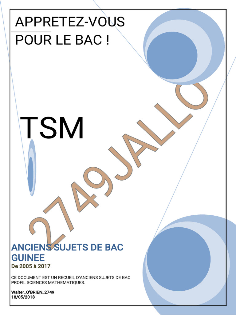 Guinee Bac T.S.M Sujet 1 | PDF | Fonction (Mathématiques) | Nombre complexe
