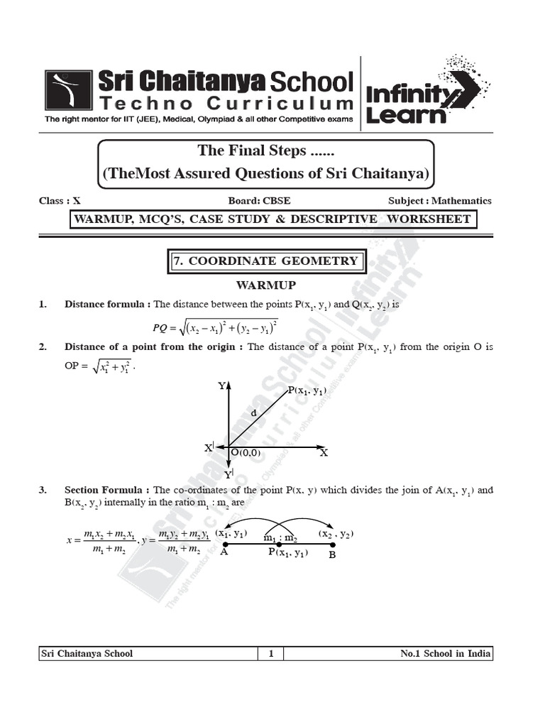 Coordinate Geometry Warmup WS (For Slow Achievers) | PDF | Area ...