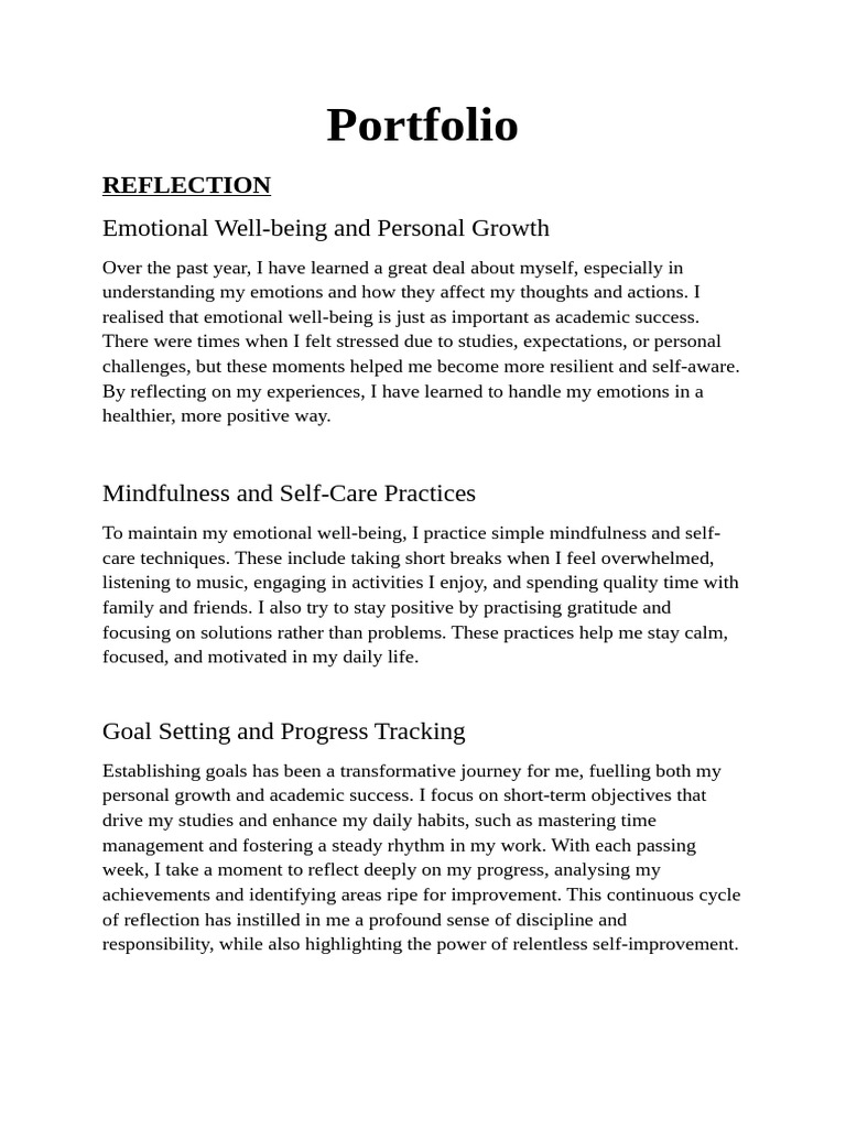 Portfolio | PDF | Personal Development | Disciplines