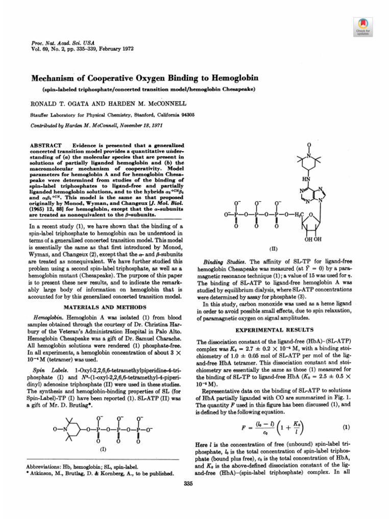 BCH 401 Oxygen bunding to Haemgbln | PDF | Hemoglobin | Chemistry