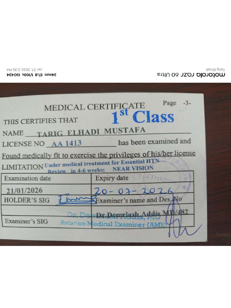 Capt Tariq SCAA Validation | PDF